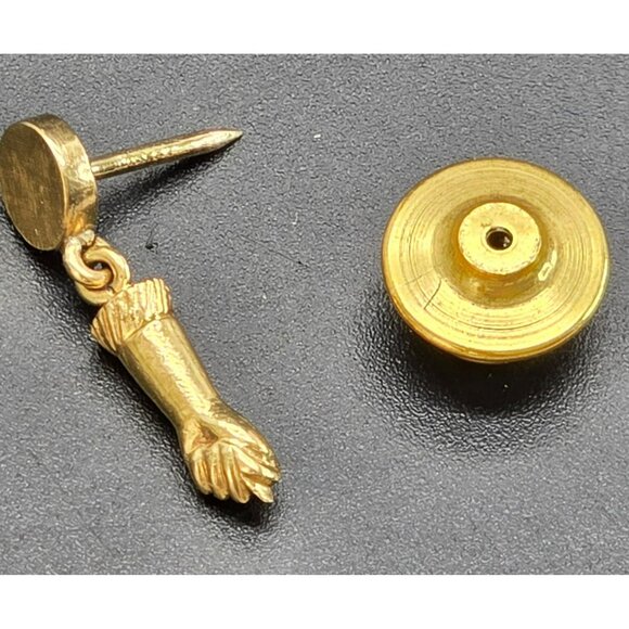 Vintage Closed Hand and Arm Gold Tone Lapel Pin Tie Tack Unmarked CT703 - Picture 6 of 6